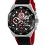 Reloj Marea Hombre Esfera Negra y Brazalete de Nylon y Silicona Roja, Resistente al Agua 10 ATM
